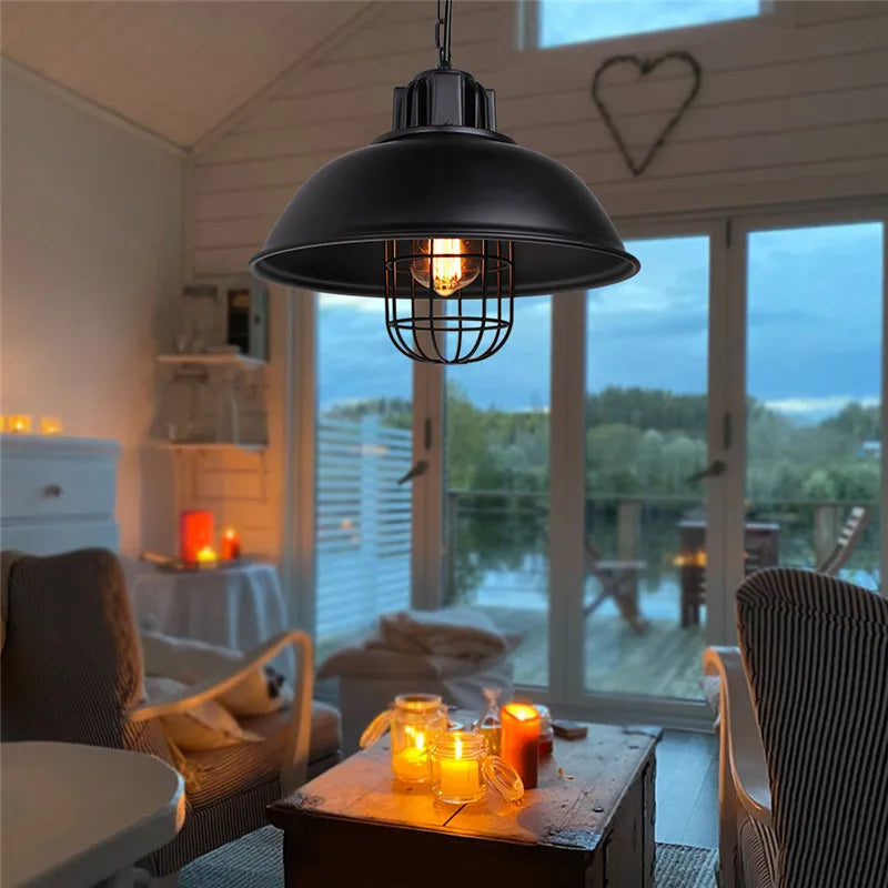 Vintage Industrial Iron Dome Pendant Light