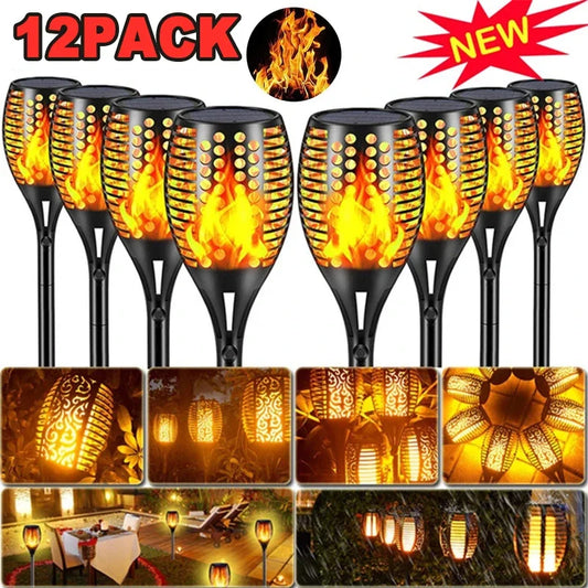 1/2/4/6/8/10/12Pcs Solar Flame Torch Light Flickering Light waterdichte Tuin Decoratie Outdoor Gazon Path Yard Patio Floor Lamp