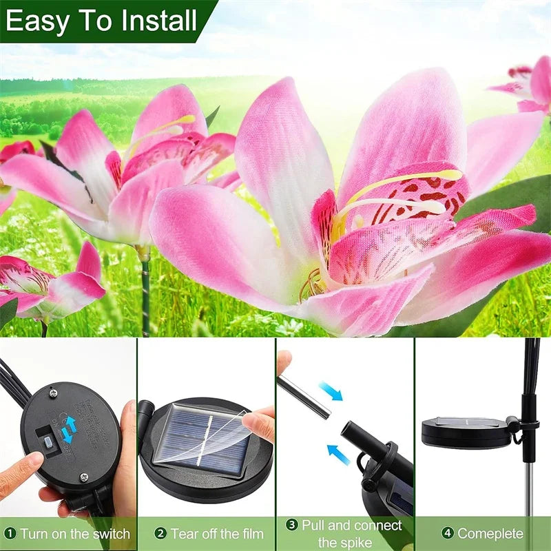 Solar LED Orchid Flower Garden Lights