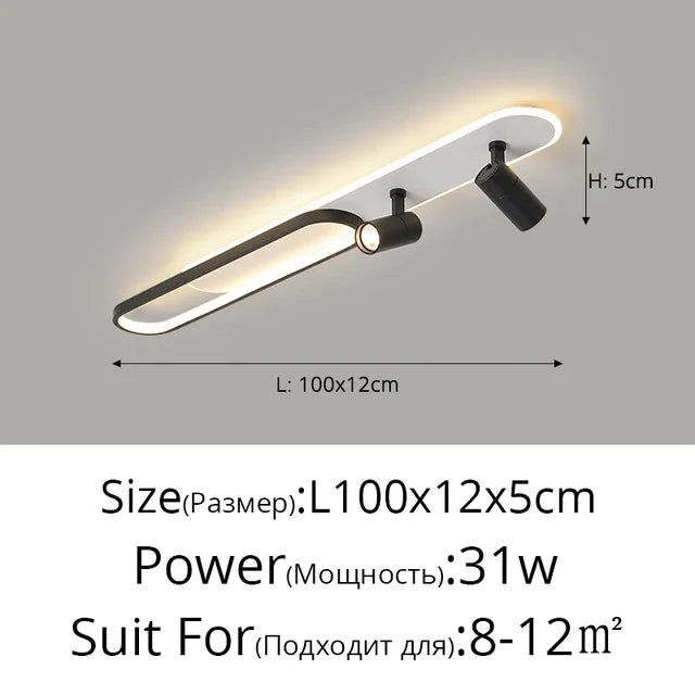 Minimalist LED Track Ceiling Light with Spotlights