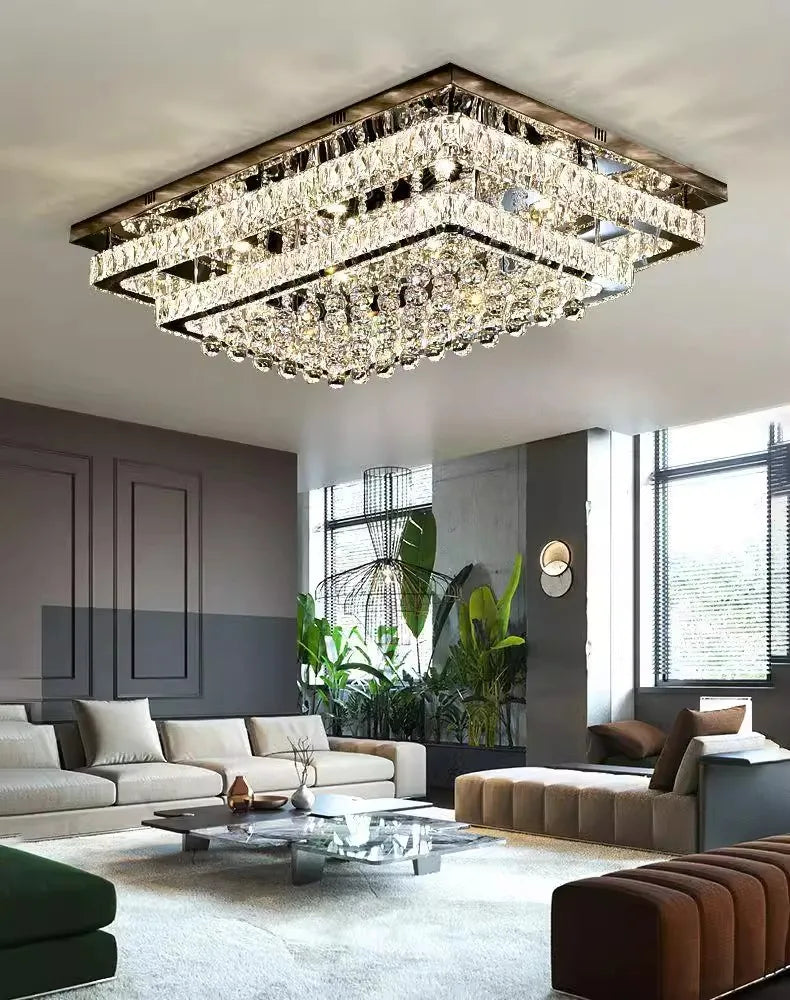Modern K9 Crystal Flush Mount LED Chandelier
