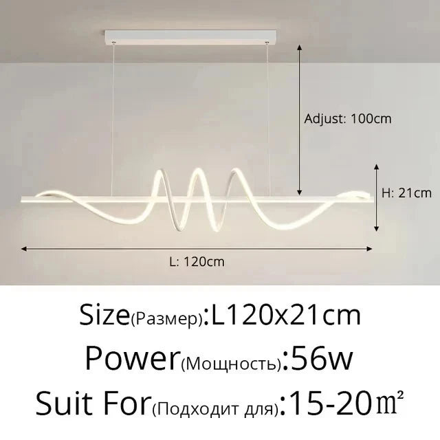 Modern Linear LED Pendant Chandelier – Dining Table