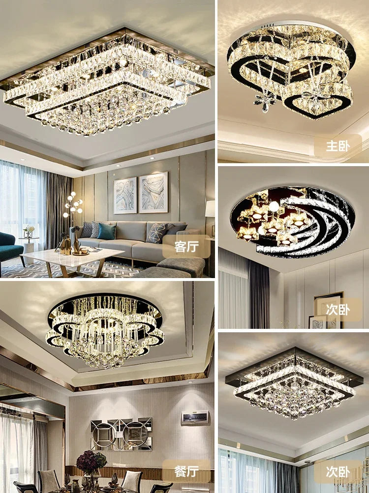 Modern K9 Crystal Flush Mount LED Chandelier