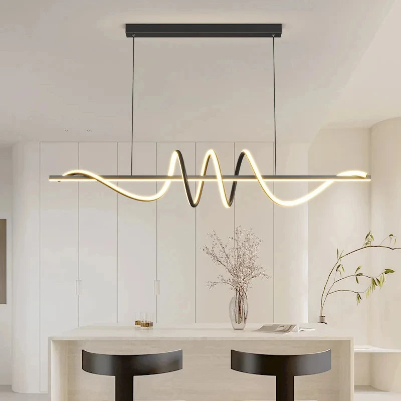 Modern Linear LED Pendant Chandelier – Dining Table