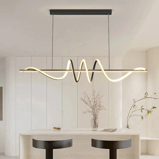 Minimalistische moderne eettafel LED-hanglampen Lineaire golvende kroonluchter voor eetkamer Woonkamer Bar Home Decor Hanglamp