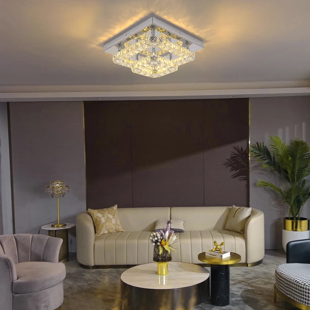 Crystal Flush Mount LED Ceiling Chandelier