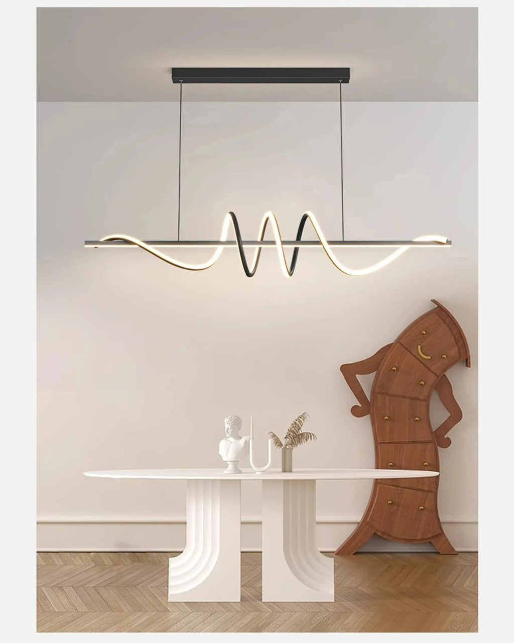 Modern Linear LED Pendant Chandelier – Dining Table
