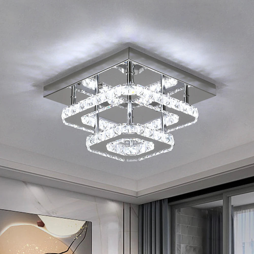 Crystal Flush Mount LED Ceiling Chandelier