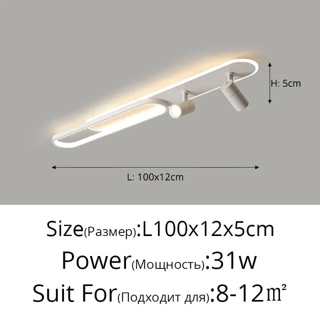 Minimalist LED Track Ceiling Light with Spotlights