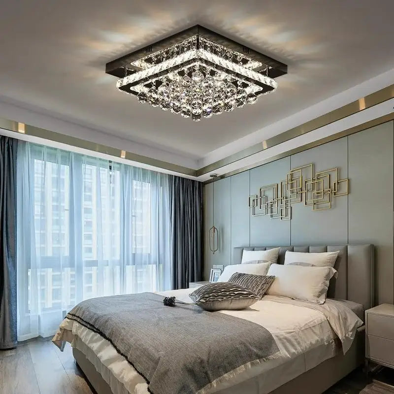 Modern K9 Crystal Flush Mount LED Chandelier
