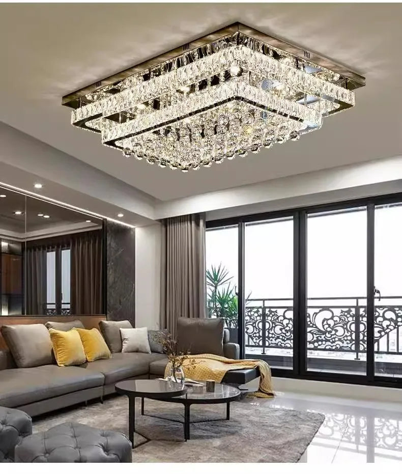 Modern K9 Crystal Flush Mount LED Chandelier