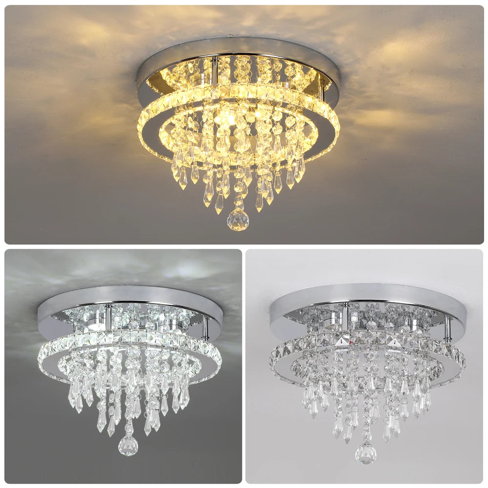 Crystal Flush Mount LED Ceiling Chandelier