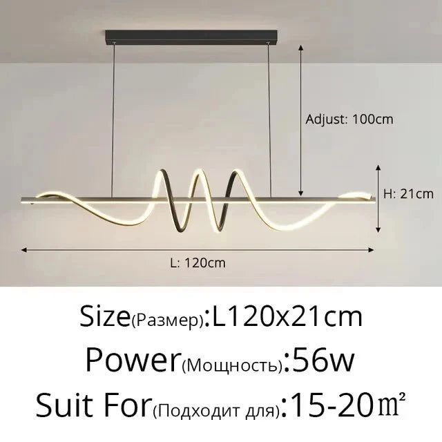Modern Linear LED Pendant Chandelier – Dining Table