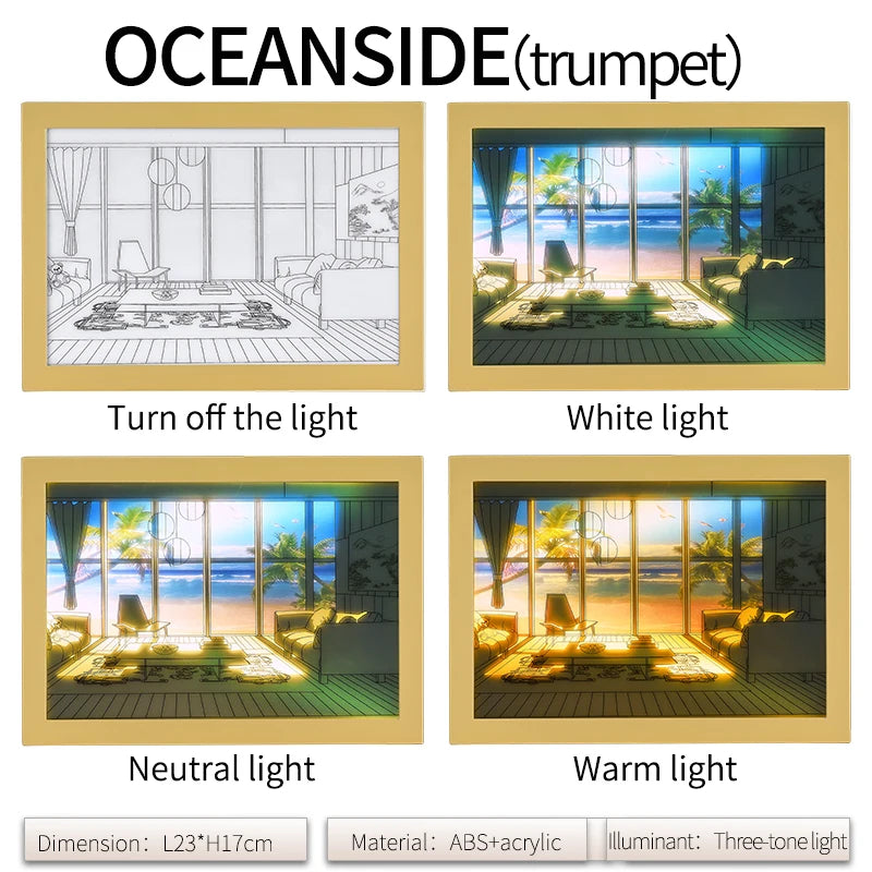 Modern LED Wall Art Light – 3 Color Dimming