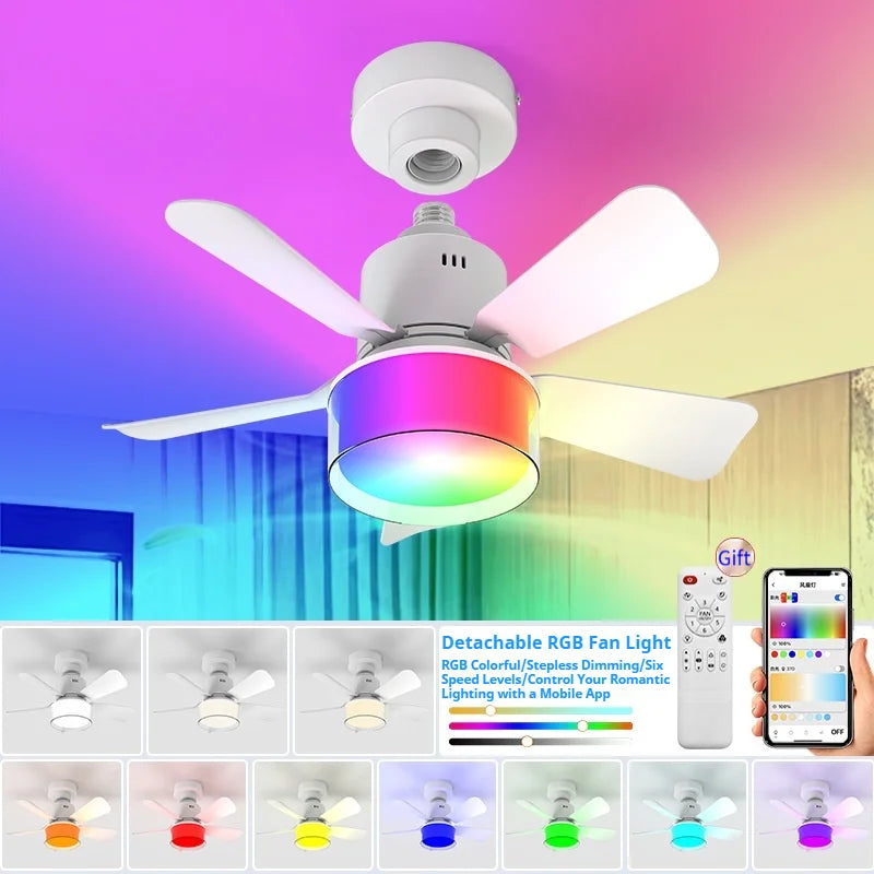 Low Profile RGB Ceiling Fan with Light & Remote Control