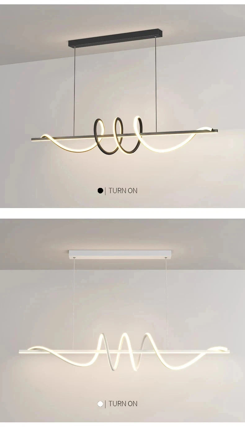 Modern Linear LED Pendant Chandelier – Dining Table
