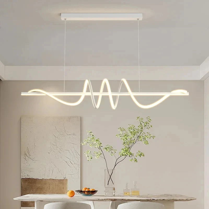 Modern Linear LED Pendant Chandelier – Dining Table