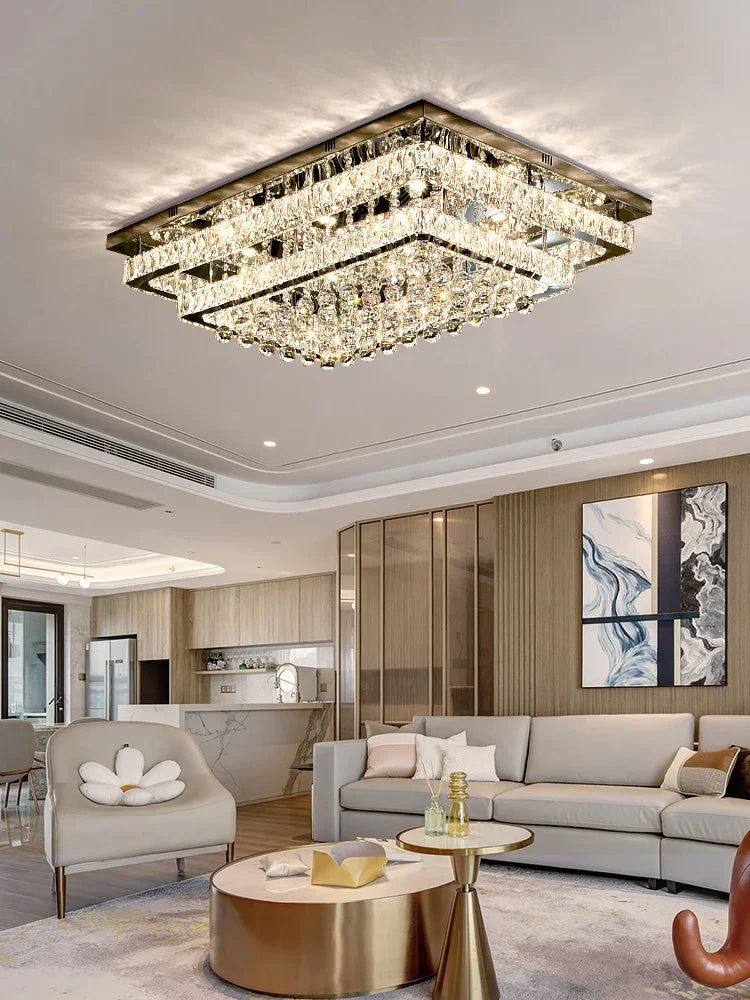 Modern K9 Crystal Flush Mount LED Chandelier