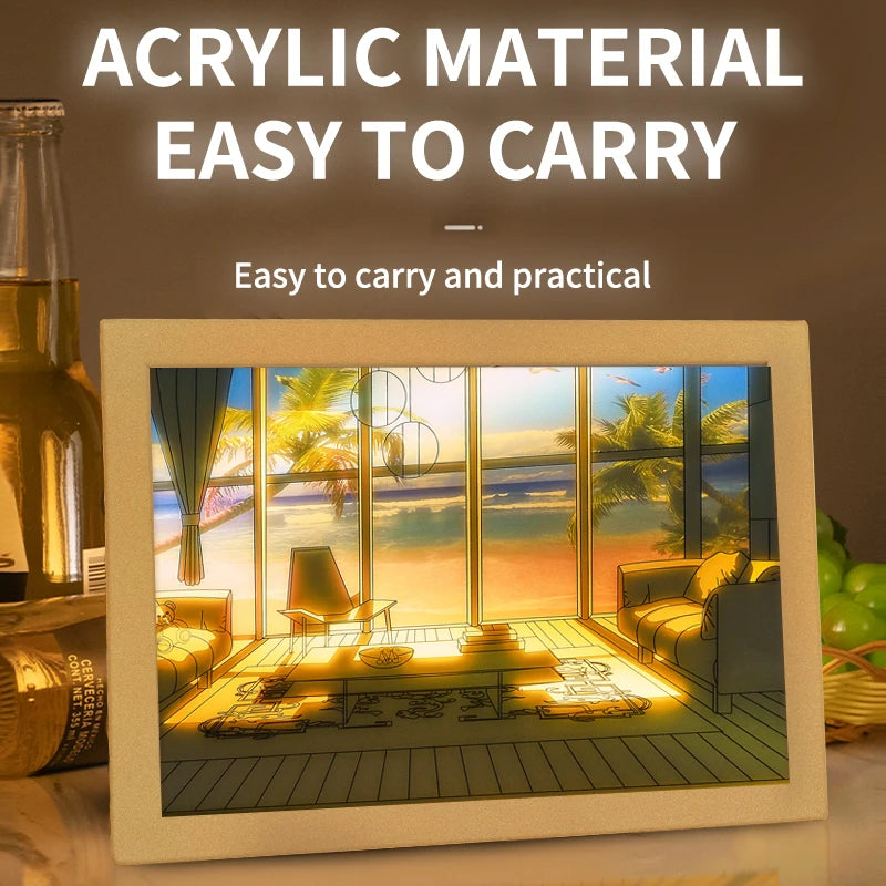 Modern LED Wall Art Light – 3 Color Dimming