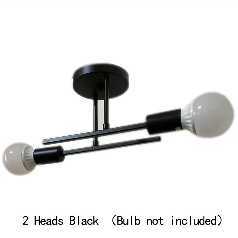 Mid-Century Modern Sputnik Semi Flush Ceiling Chandelier – Black