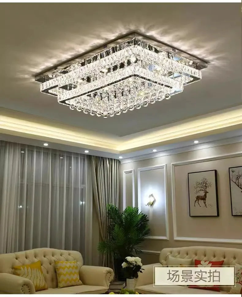 Modern K9 Crystal Flush Mount LED Chandelier