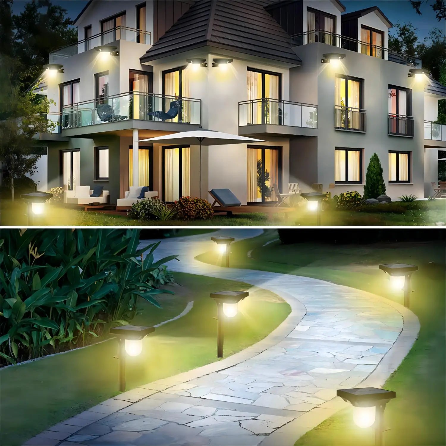 Solar Motion Sensor LED Landscape Porch Light