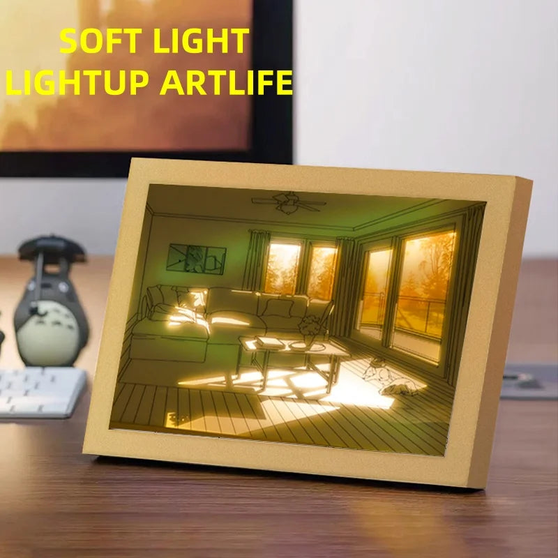 Modern LED Wall Art Light – 3 Color Dimming