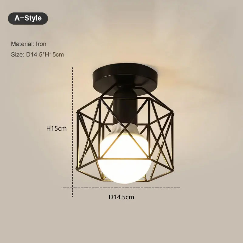 Vintage E27 Metal Cage Ceiling Chandelier – Black