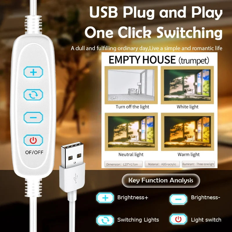 Modern LED Wall Art Light – 3 Color Dimming