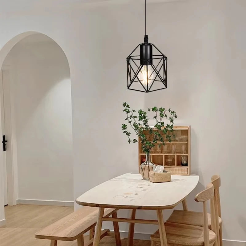 Vintage Industrial 3-Light Semi Flush Ceiling Pendant – Black