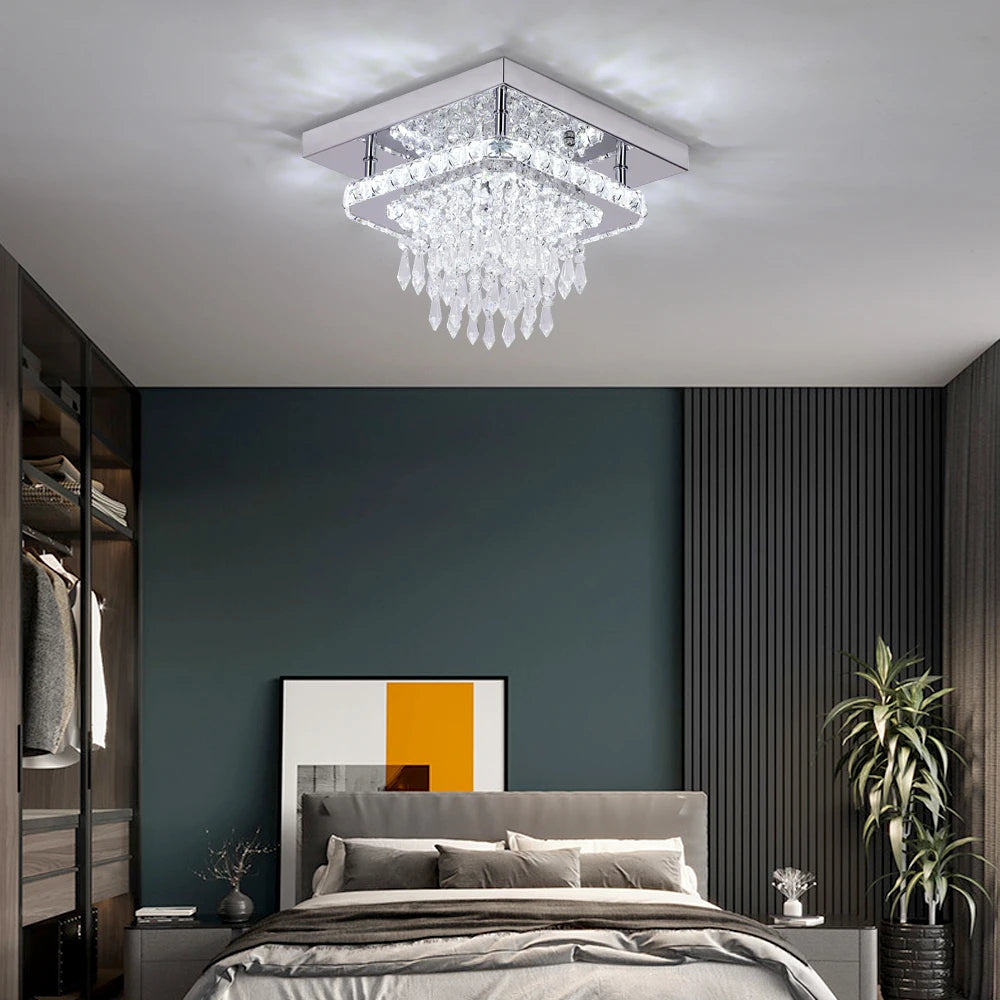 Crystal Flush Mount LED Ceiling Chandelier