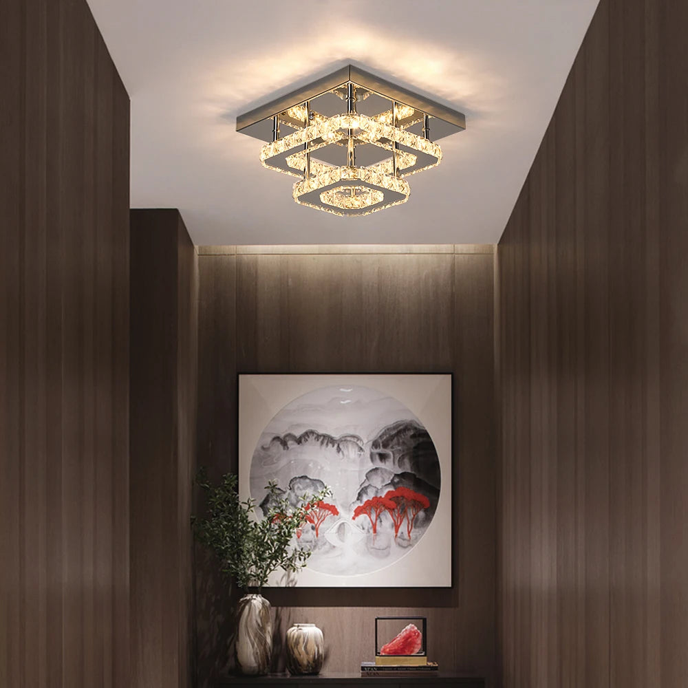Crystal Flush Mount LED Ceiling Chandelier