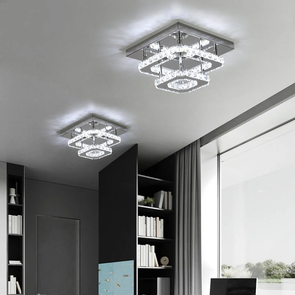 Crystal Flush Mount LED Ceiling Chandelier