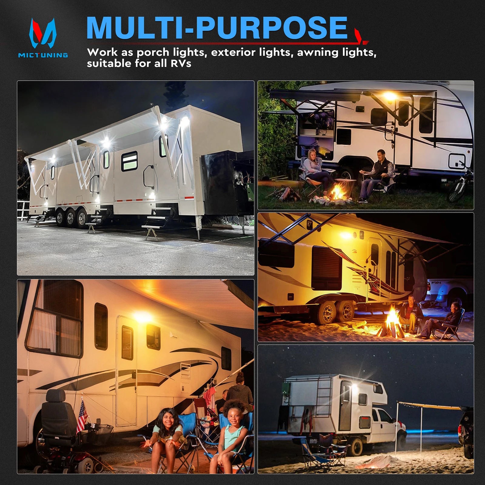 Dual-Color LED RV Porch & Awning Light