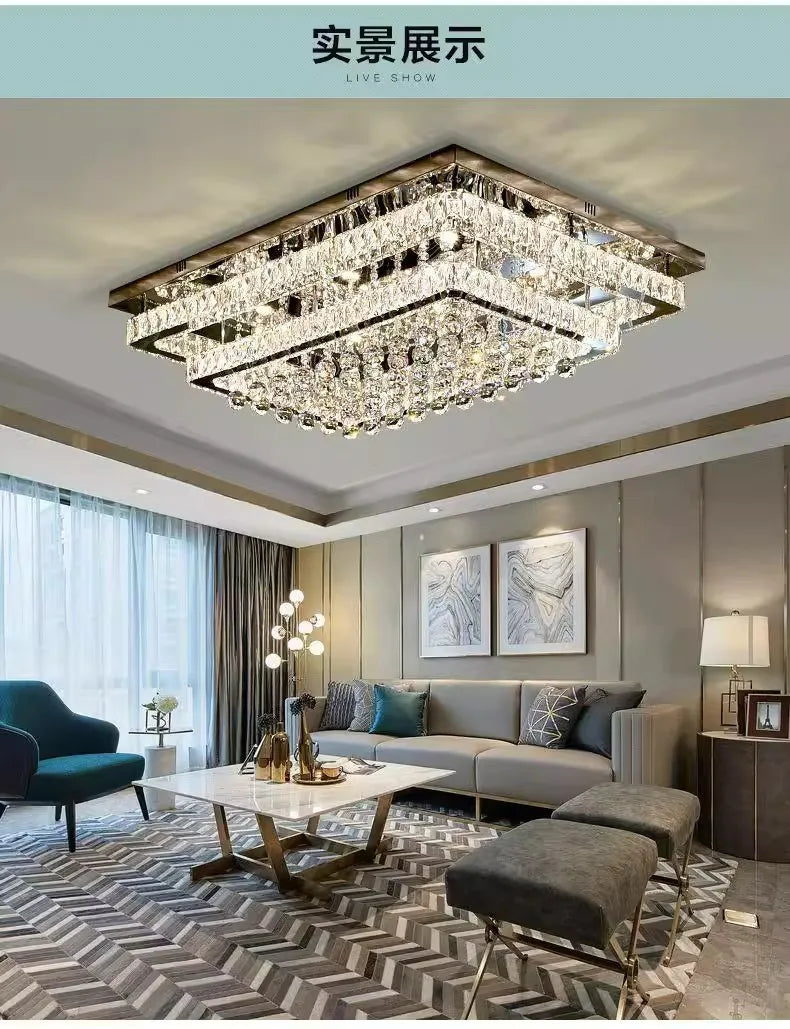 Modern K9 Crystal Flush Mount LED Chandelier