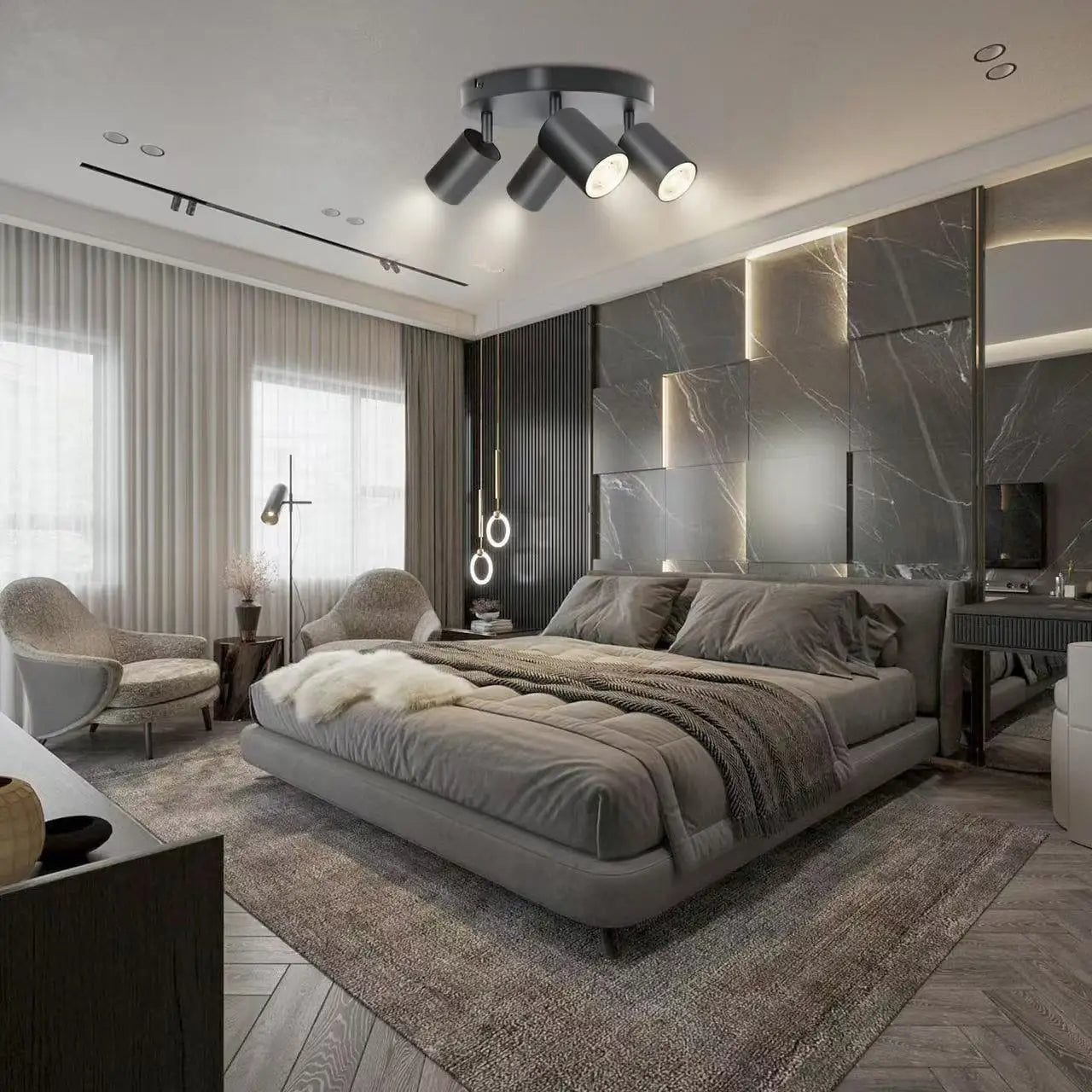 Modern GU10 LED Ceiling Light – Black