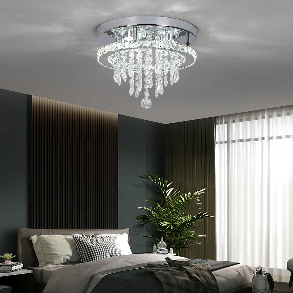 Crystal Flush Mount LED Ceiling Chandelier