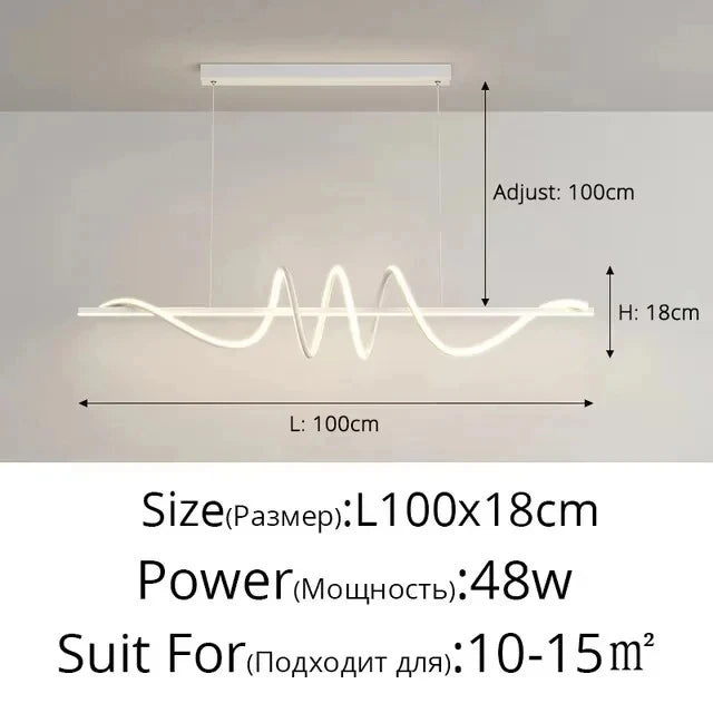 Modern Linear LED Pendant Chandelier – Dining Table