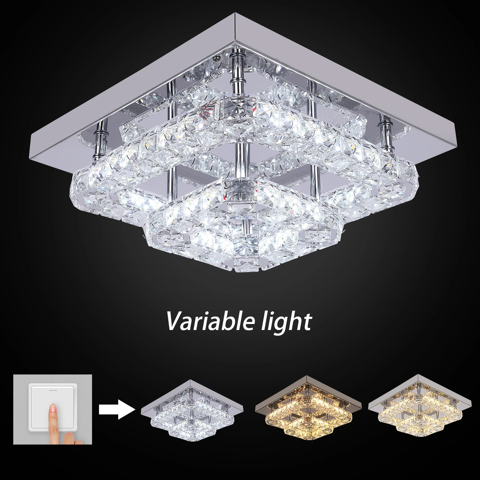Crystal Flush Mount LED Ceiling Chandelier