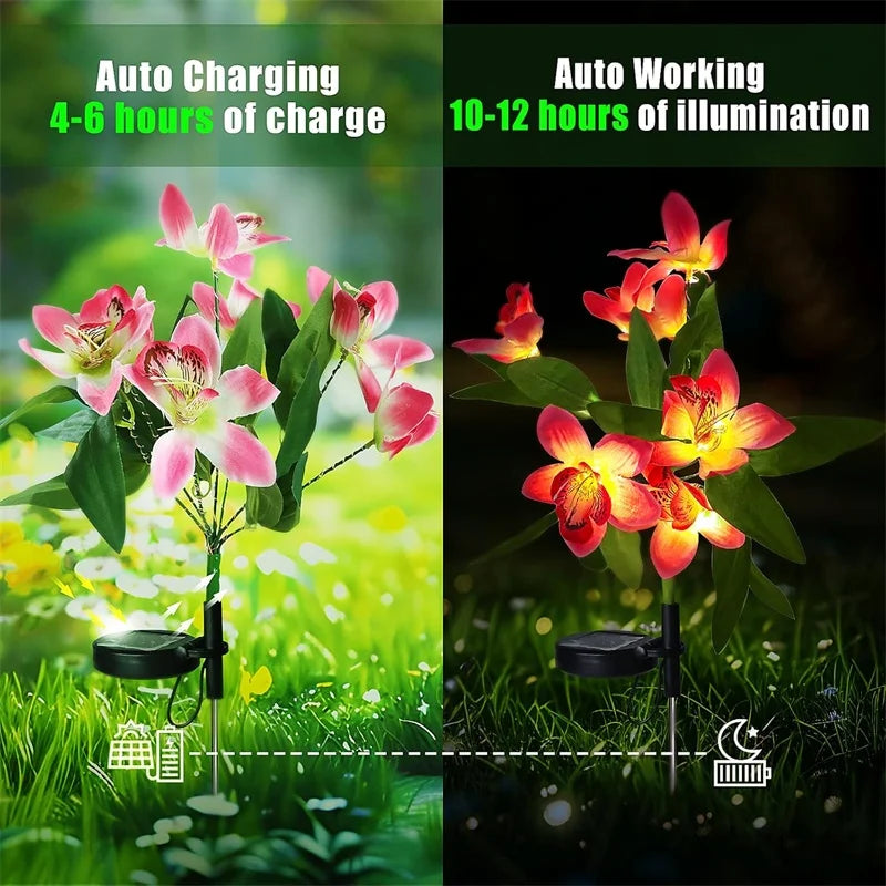 Solar LED Orchid Flower Garden Lights