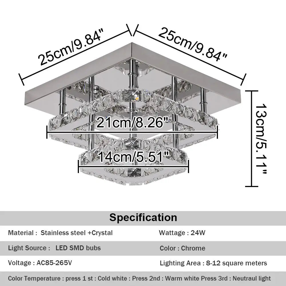 Crystal Flush Mount LED Ceiling Chandelier