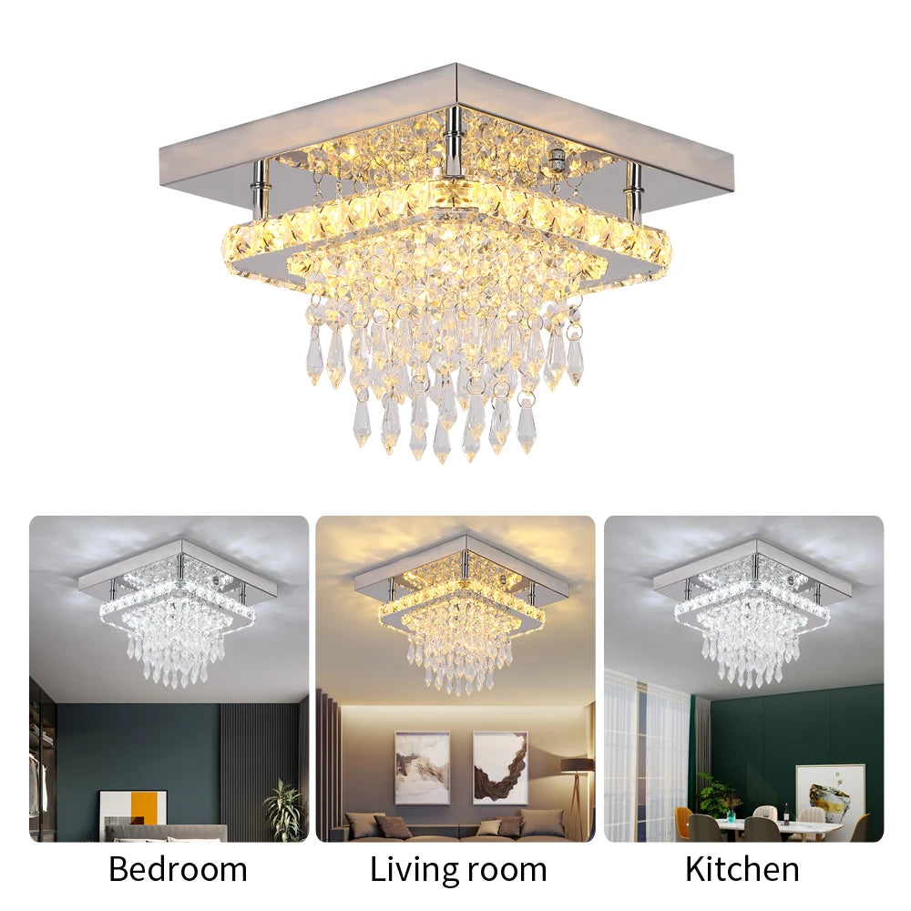 Crystal Flush Mount LED Ceiling Chandelier