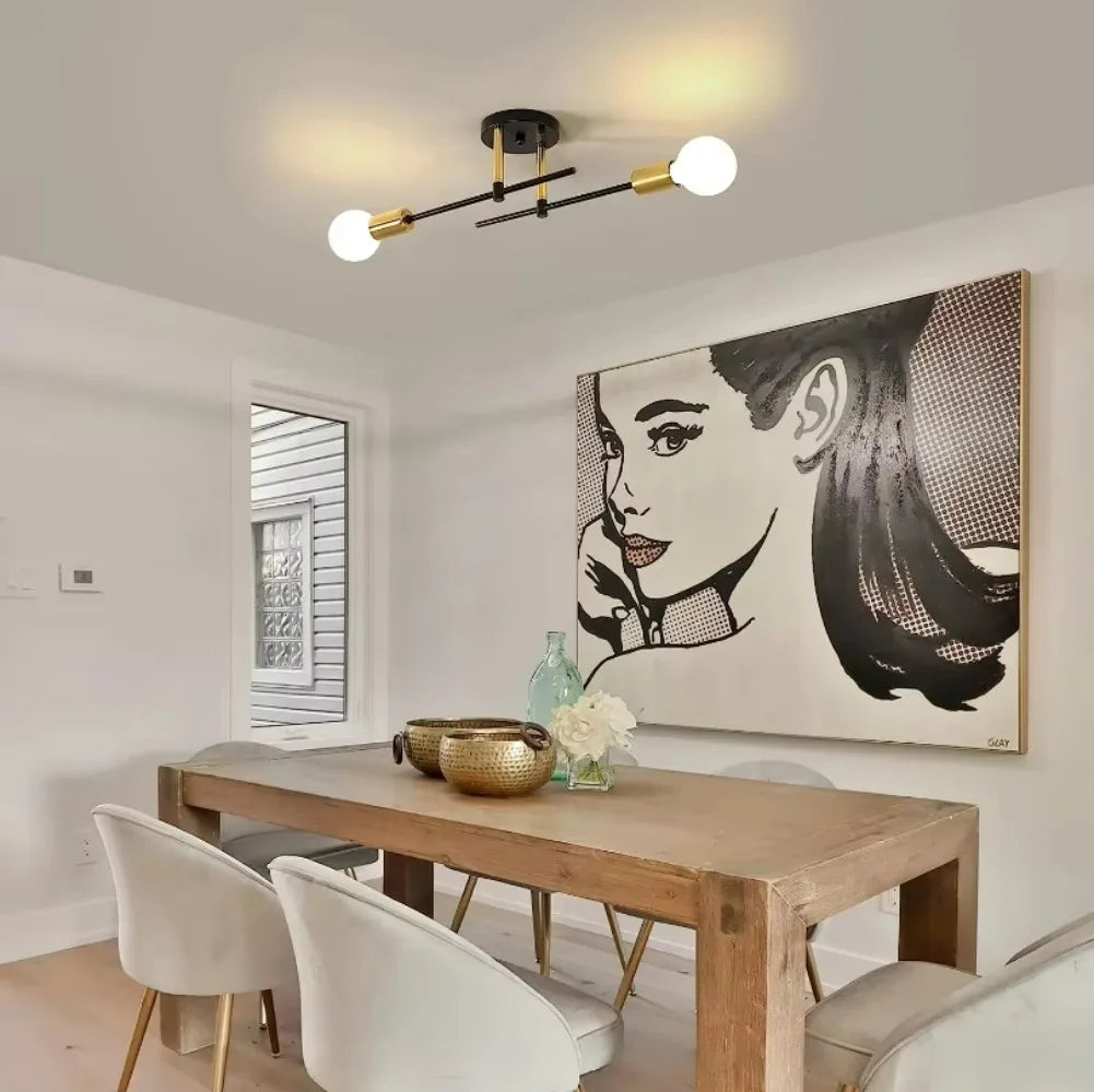 Modern 2-Light Flush Mount Ceiling Chandelier