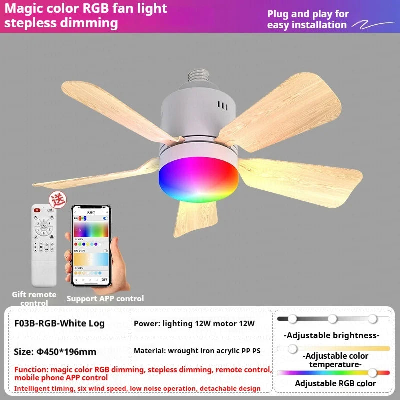 Low Profile RGB Ceiling Fan with Light & Remote Control