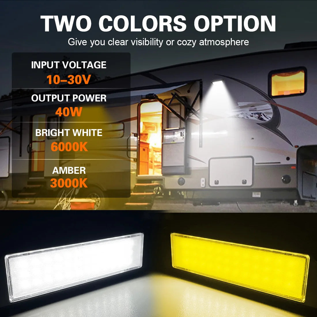 Amber & White LED RV Porch Light