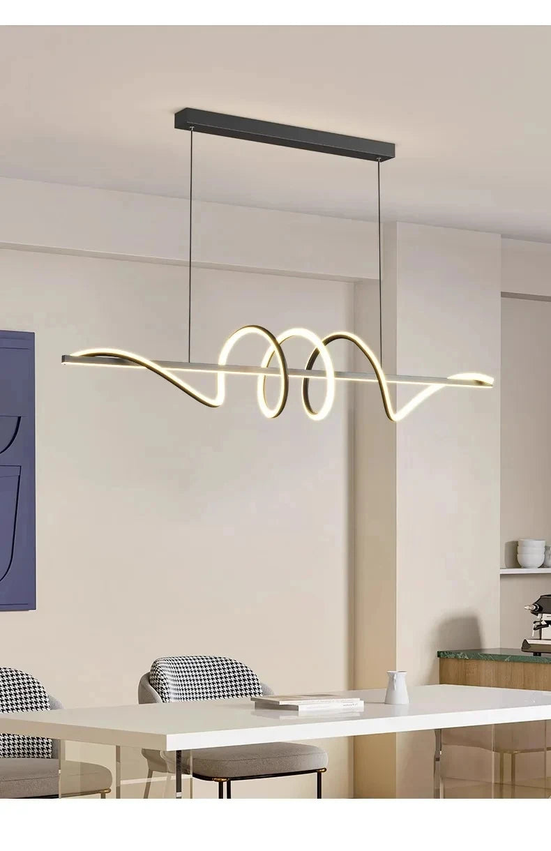 Modern Linear LED Pendant Chandelier – Dining Table