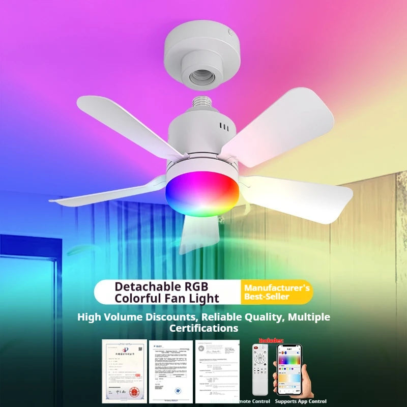 Low Profile RGB Ceiling Fan with Light & Remote Control