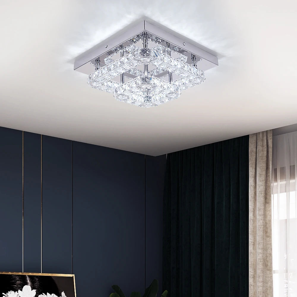 Crystal Flush Mount LED Ceiling Chandelier