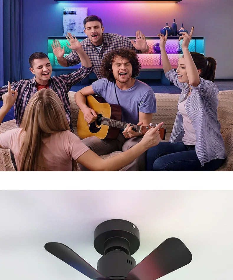 Low Profile RGB Ceiling Fan with Light & Remote Control