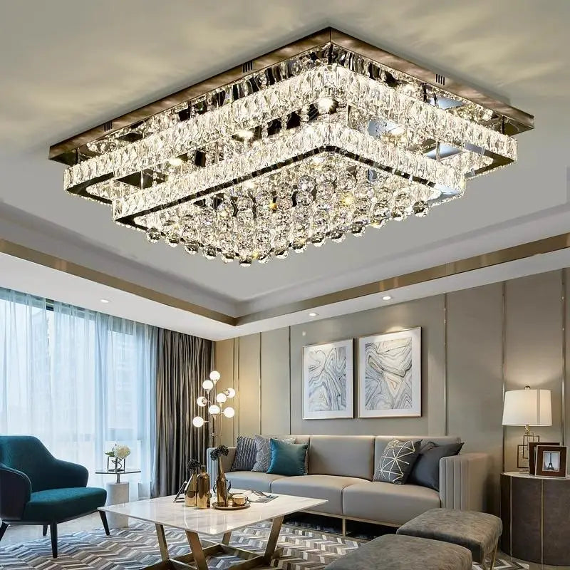 Modern K9 Crystal Flush Mount LED Chandelier